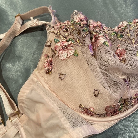 Victoria’s Secret 36Ddd baby pink, sheer floral shimmery Valentine’s Day bra new - Picture 15 of 17
